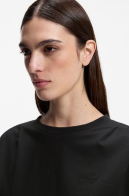 T-shirt Relaxed en jersey de coton avec logo manuscrit, Noir