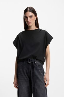 Handwritten-logo relaxed-fit T-shirt in cotton jersey, Black