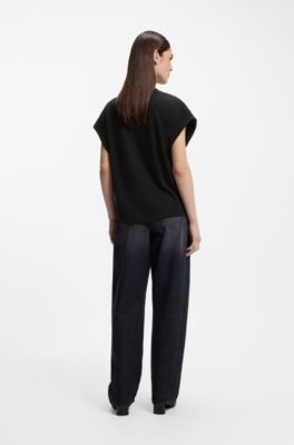 T-shirt Relaxed en jersey de coton avec logo manuscrit, Noir