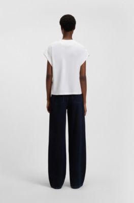 Handwritten-logo relaxed-fit T-shirt in cotton jersey, White