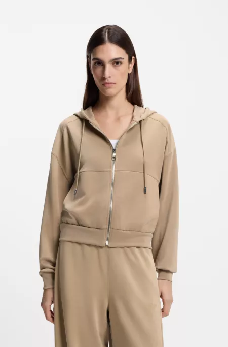 Logo-embroidery zip-up hoodie in an oversized fit