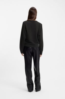 Sudadera de felpa de algod&oacute;n con dise&ntilde;o de cristales, Negro