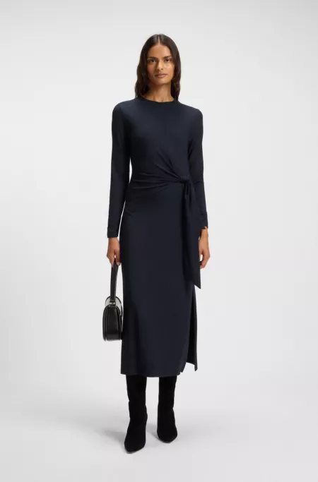 Stretch-jersey dress with knotted waist detail