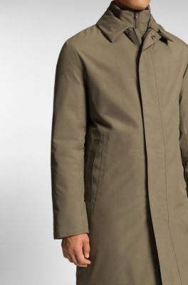 Water-repellent coat with detachable bib, Light Brown