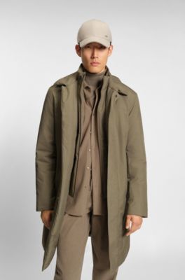 Water-repellent coat with detachable bib, Light Brown