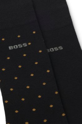 Chaussettes de longueur r&eacute;guli&egrave;re en lot de deux, Noir