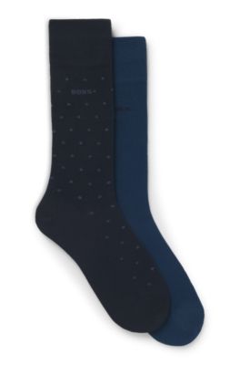 Paquete de dos pares de calcetines de largo normal, Azul oscuro