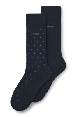 Lot de deux paires de chaussettes mi-mollet en bambou stretch, Bleu fonc&eacute;