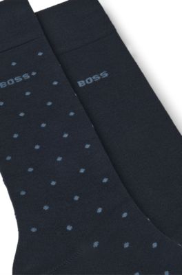 Lot de deux paires de chaussettes mi-mollet en bambou stretch, Bleu fonc&eacute;