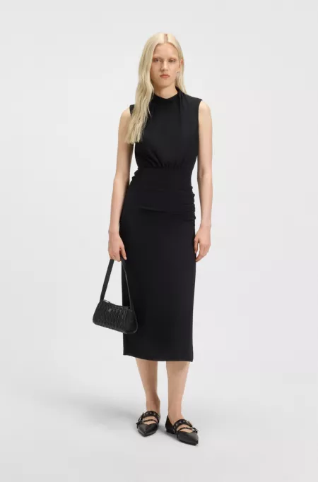 Textured hobo bag with stacked logo