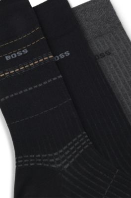 Three-pack of logo-detail socks in a regular length, Black