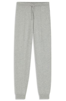 Pantalones de ch&aacute;ndal tapered fit de cashmere, Gris claro