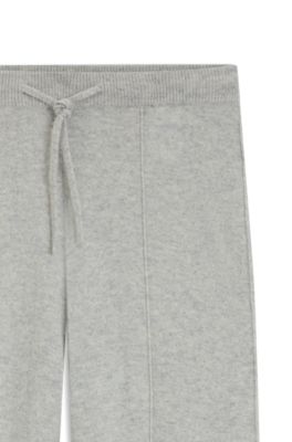 Cashmere tracksuit bottoms with cuffed hems, Light Grey