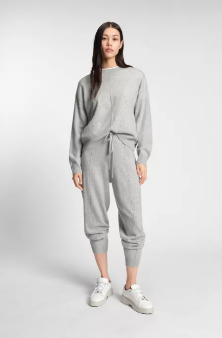 Cashmere tracksuit bottoms with cuffed hems