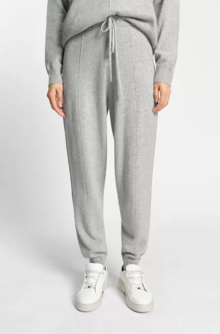 Cashmere tracksuit bottoms with cuffed hems