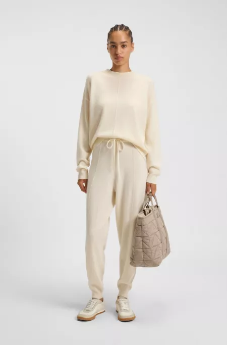 Cashmere tracksuit bottoms with cuffed hems