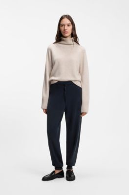 Pantalones de ch&aacute;ndal tapered fit de cashmere, Azul oscuro