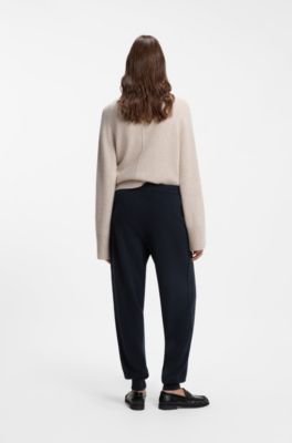 Pantalones de ch&aacute;ndal tapered fit de cashmere, Azul oscuro