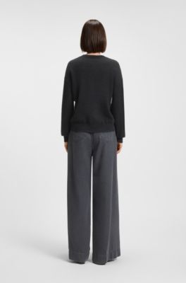 Knitted sweater in 100% cashmere, Black