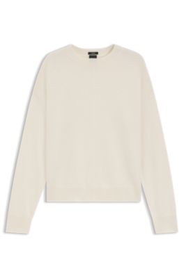 Knitted sweater in 100% cashmere, White