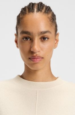 Knitted sweater in 100% cashmere, White