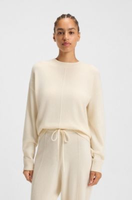 Knitted sweater in 100% cashmere, White
