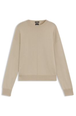 Knitted sweater in 100% cashmere, Light Beige