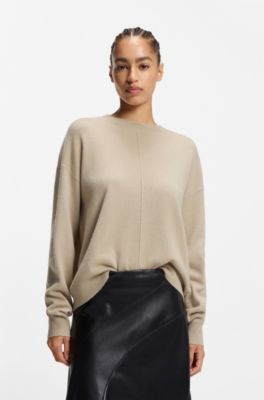 Knitted sweater in 100% cashmere, Light Beige