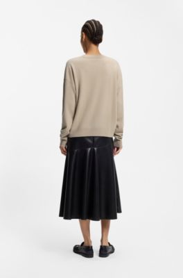 Knitted sweater in 100% cashmere, Light Beige