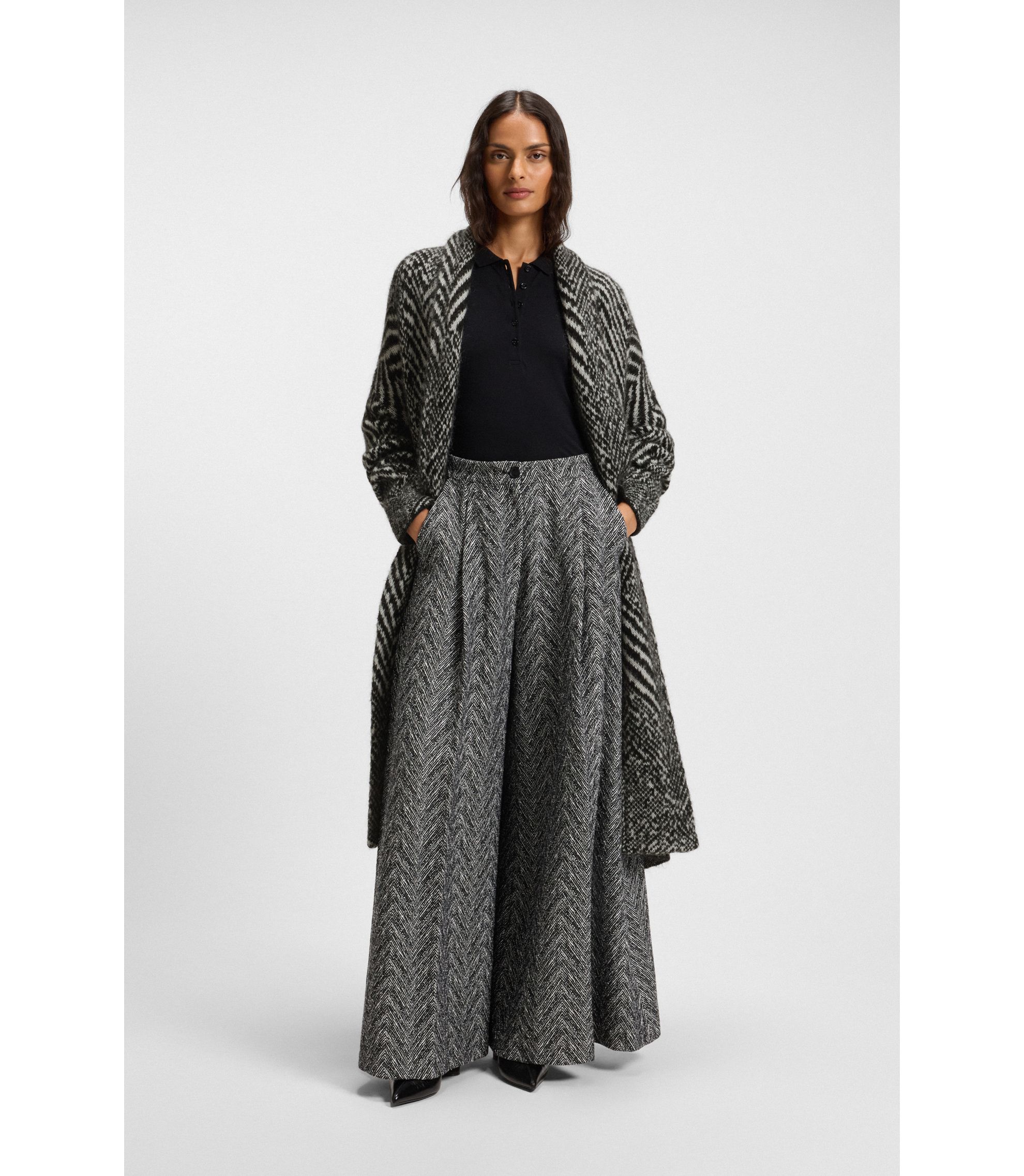 BOSS - Patterned cardigan in a textured-wool blend - Patterned