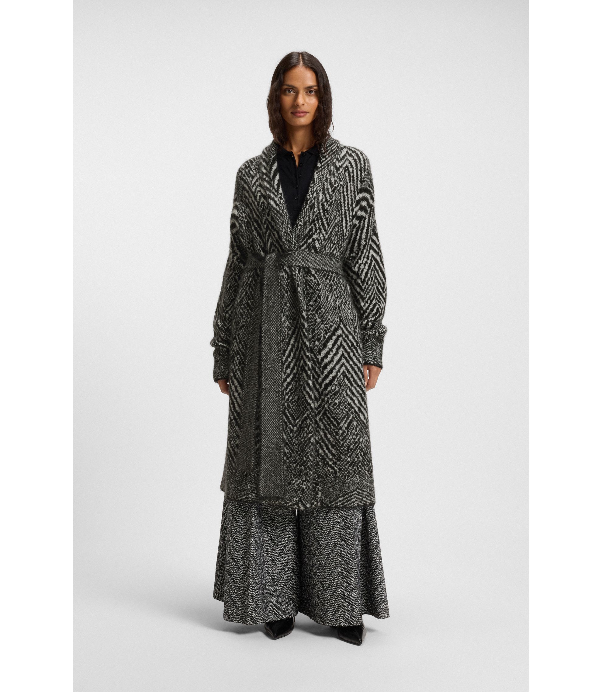 BOSS - Patterned cardigan in a textured-wool blend - Patterned