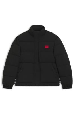 Logo-patch jacket with water-repellent finish, Black