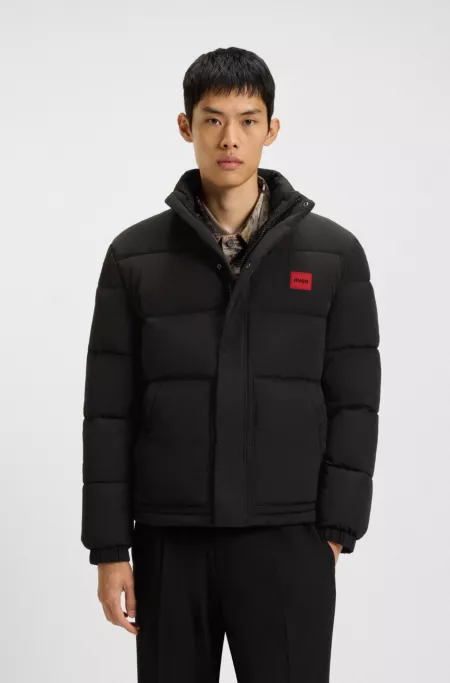 Logo-patch jacket with water-repellent finish