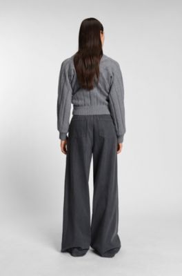 Jersey de cuello vuelto en lana virgen y cashmere, Gris claro