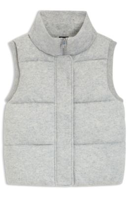 Padded gilet in virgin wool and cashmere, Light Grey