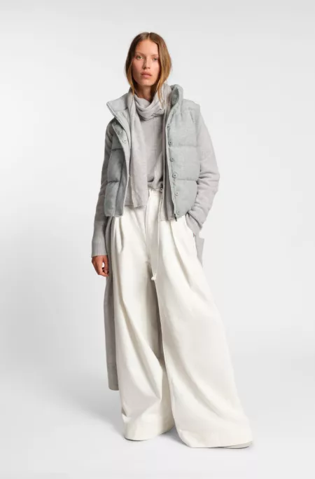 Padded gilet in virgin wool and cashmere