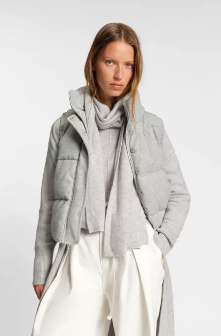 Padded gilet in virgin wool and cashmere