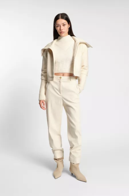 Cropped wool-blend sweater with layered neckline