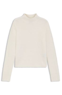 Jersey de cuello ingl&eacute;s en mezcla de lana con cashmere, Blanco