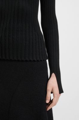 Jersey de punto en tejido el&aacute;stico con estampado en dos tonos, Negro