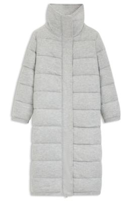 Padded coat in virgin wool and cashmere, Light Grey