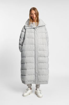 Abrigo acolchado jaspeado en lana virgen y cashmere, Gris claro