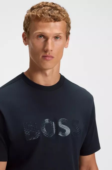 Structured-logo T-shirt in cotton jersey