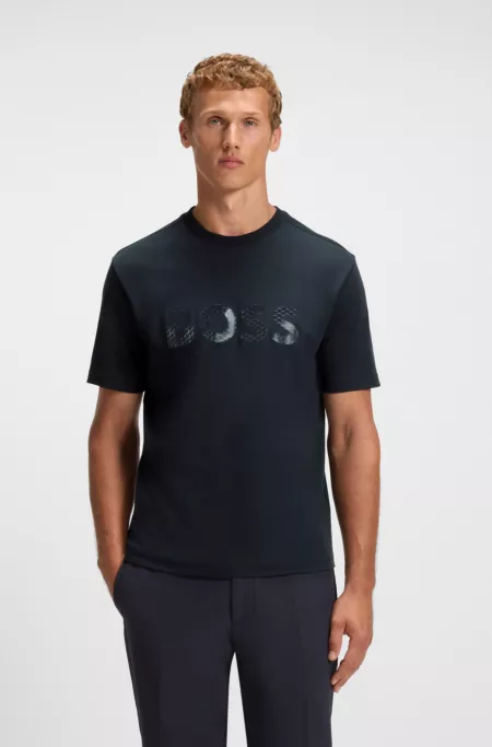 Structured-logo T-shirt in cotton jersey