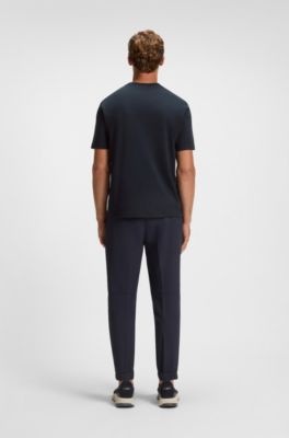 Camiseta en punto de algod&oacute;n con logo estructurado, Azul oscuro