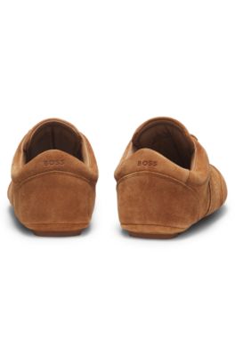 Suede trainers with Double B monogram, Brown