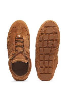 Suede trainers with Double B monogram, Brown