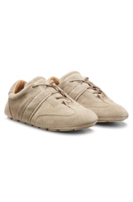 Suede trainers with Double B monogram, Light Brown