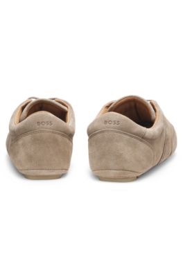 Suede trainers with Double B monogram, Light Brown