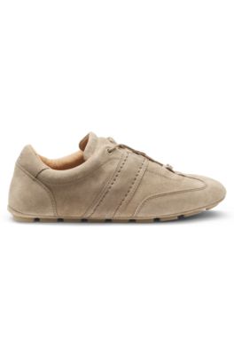 Suede trainers with Double B monogram, Light Brown